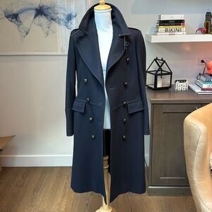 Burberry Prorsum Dark Navy Double-Breasted Coat Size: 8 Excellent Condition